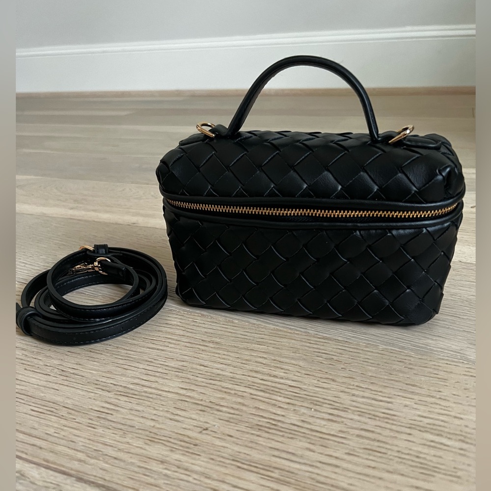 Black Woven Vanity Cosmetic Handbag